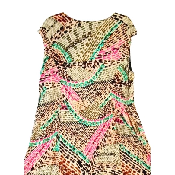 Donna Ricco Dress Women's 18W Sleeveless Lined Pink Aqua  Faux Leather Accent - Picture 5 of 9